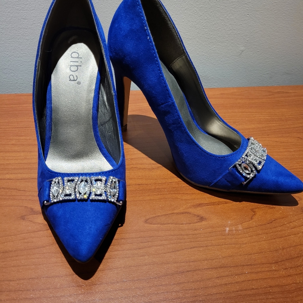 Sz 6 Royal Blue Faux Suede